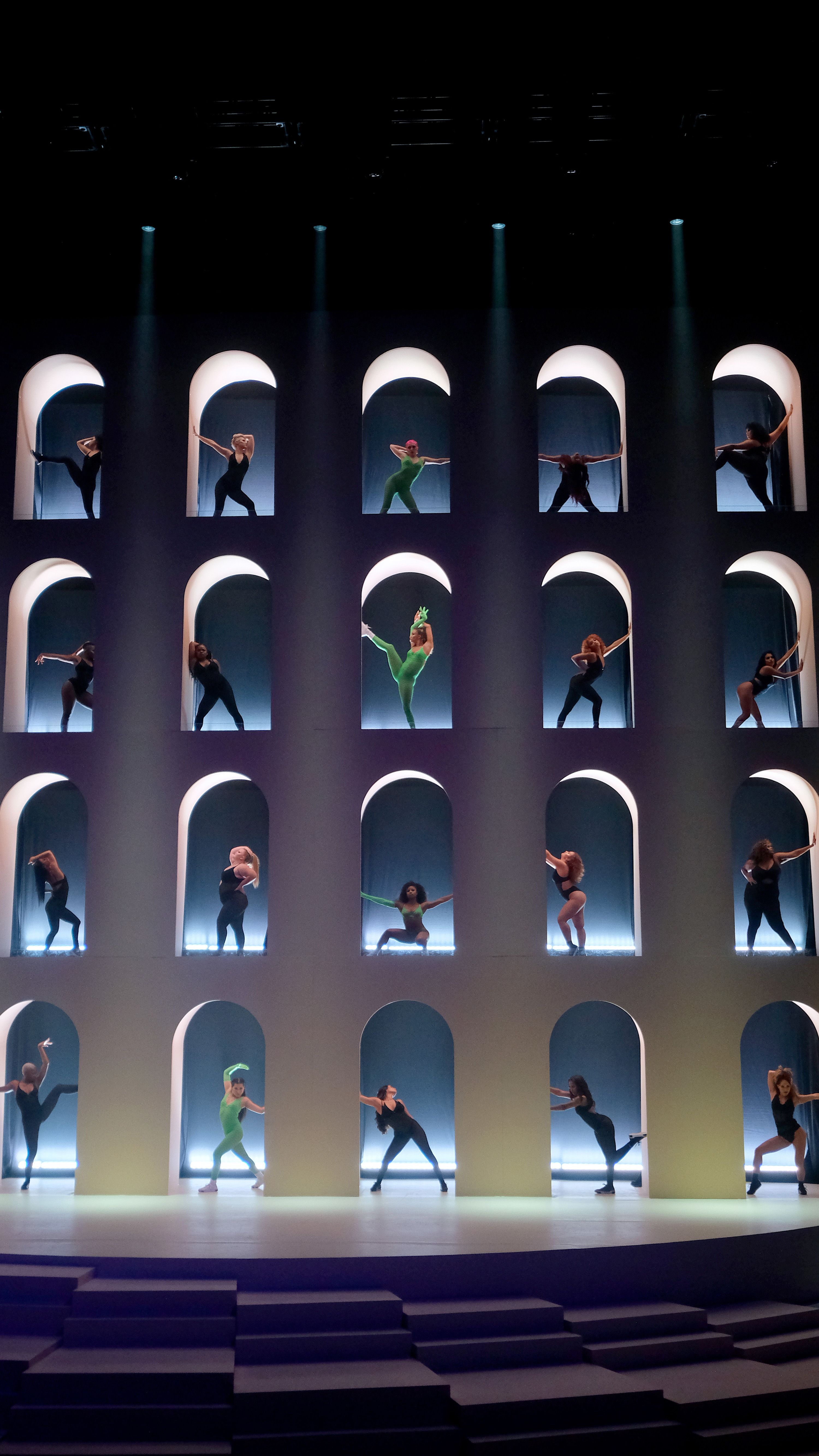 Girls in semi-circle windows at Savage x Fenty Spring 2020 show